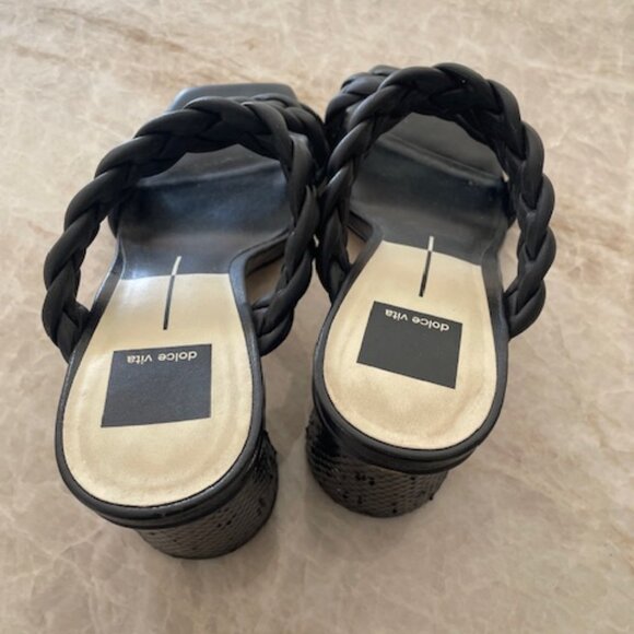 Dolce Vita  Black Niari Braided Square Toe Heeled Sandals, Size 9 - Picture 6 of 8